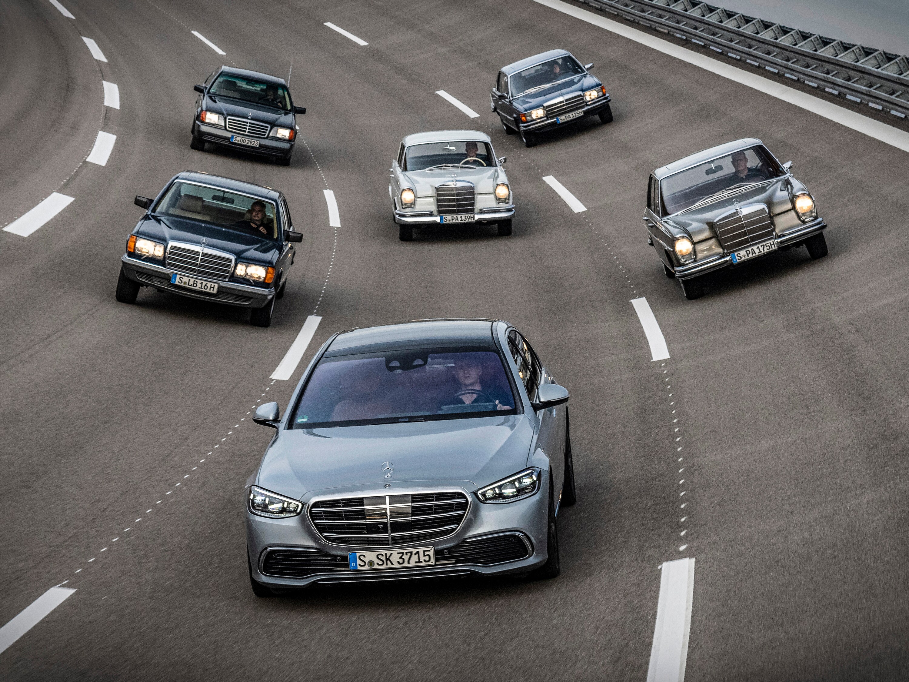Bird view of a Mercedes-Benz car.