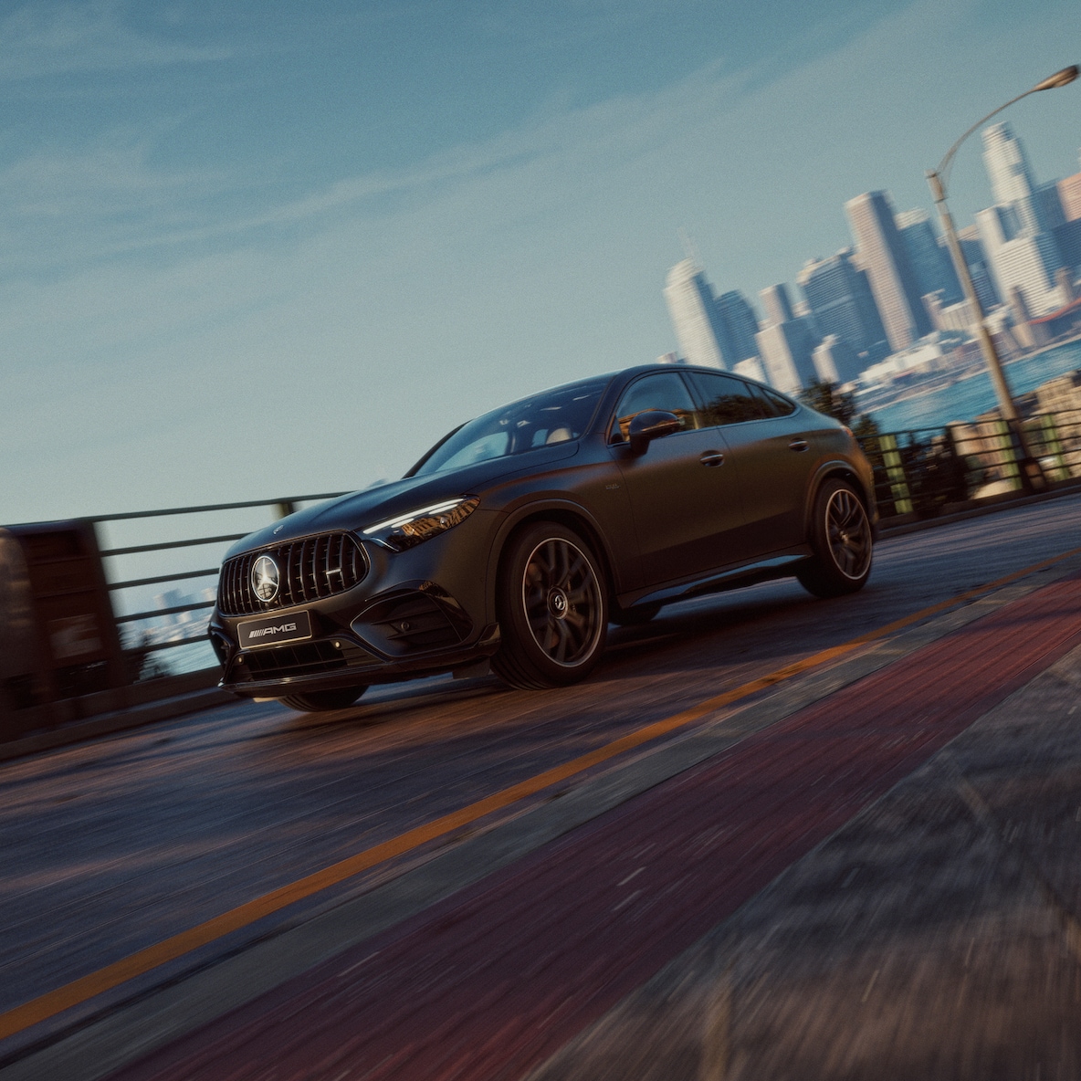 The sporty coupe design of the new Mercedes-AMG GLC.