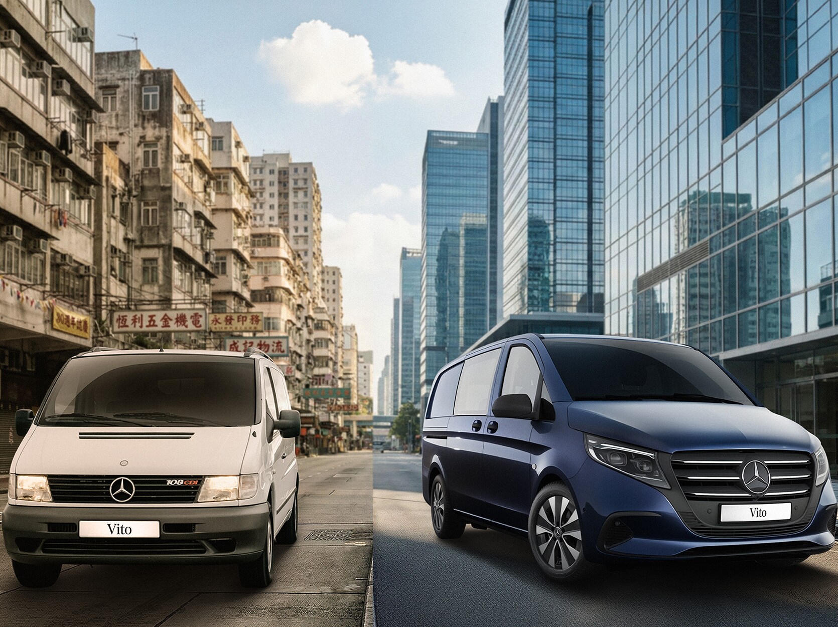 Illustration of the Active Lane Keeping Assist for Mercedes-Benz Vito models.