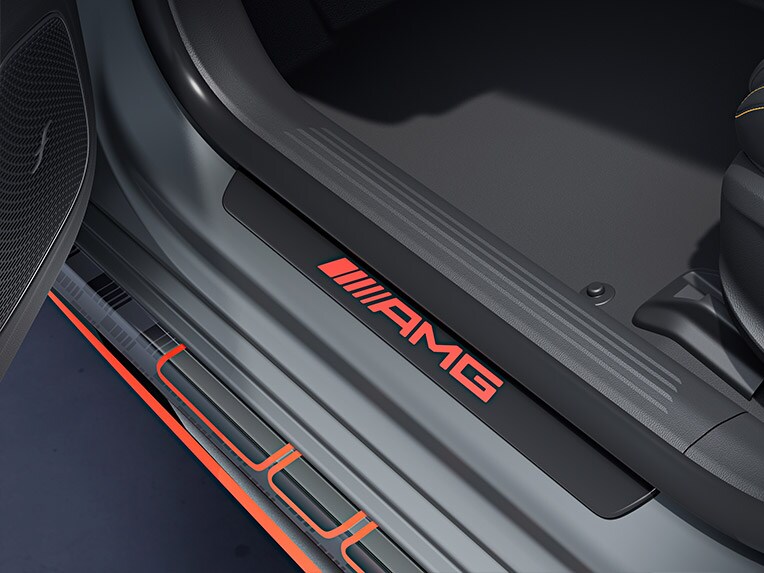 The AMG door sill panels of the A-Class Hatchback from Mercedes-AMG.