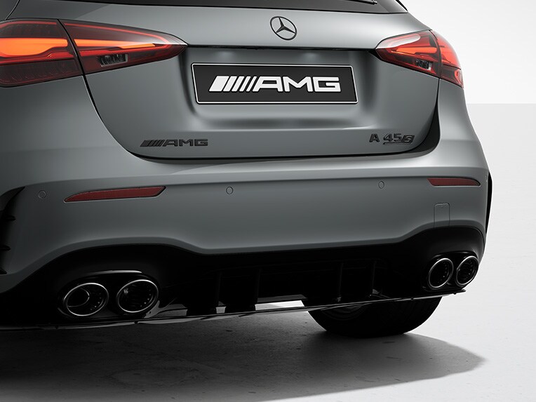 The centre console with button for AMG Real Performance Sound in the A-Class Hatchback from Mercedes-AMG.