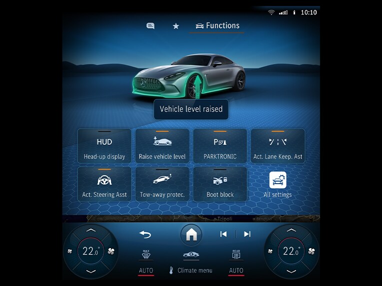 全新Mercedes-AMG GT轎跑車的前前軸提升系統。