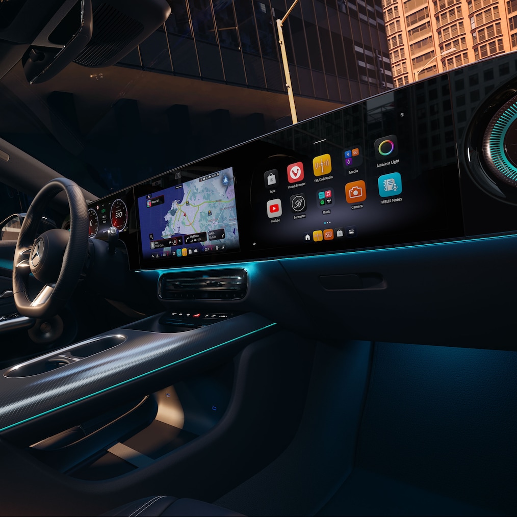 Mercedes-Benz CLA C178的MBUX Superscreen畫面。