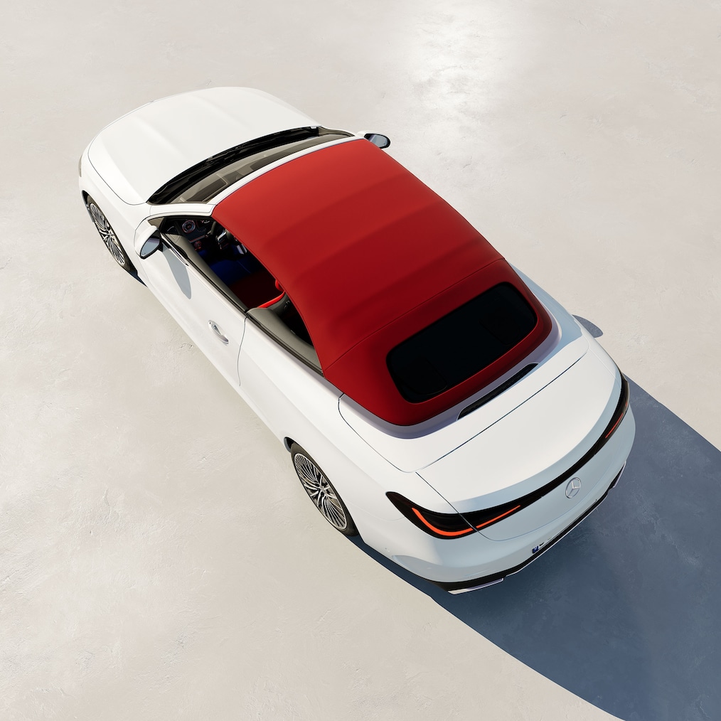 The fabric acoustic soft top of the Mercedes-Benz CLE Cabriolet.