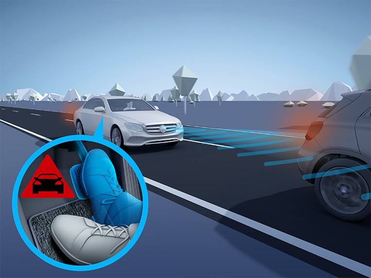 Active Brake Assist in the new E-Class Saloon from Mercedes-Benz.