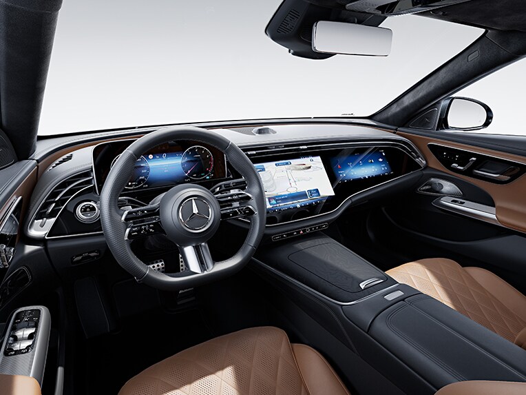 The interior of the new E-Class Saloon from Mercedes-Benz with the AMG Line equipment line.