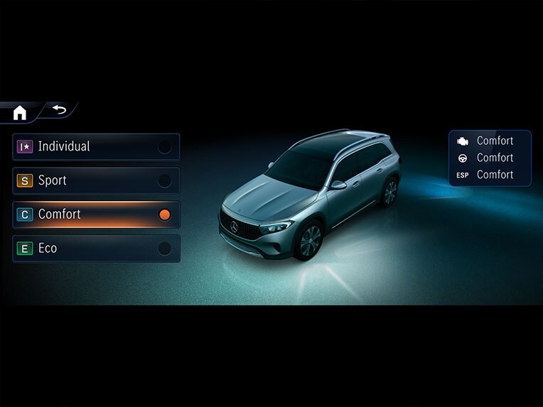 Mercedes-Benz EQB內的DYNAMIC SELECT。