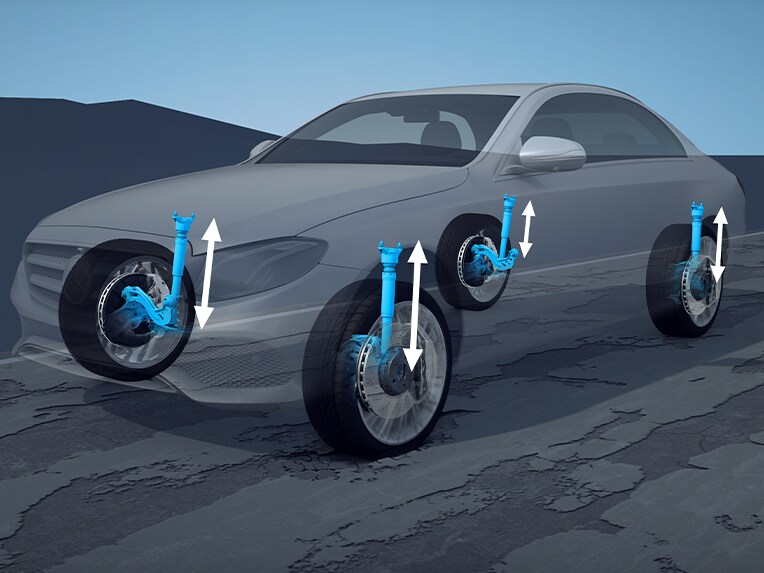 The AIRMATIC air suspension of the EQS from Mercedes-Benz.