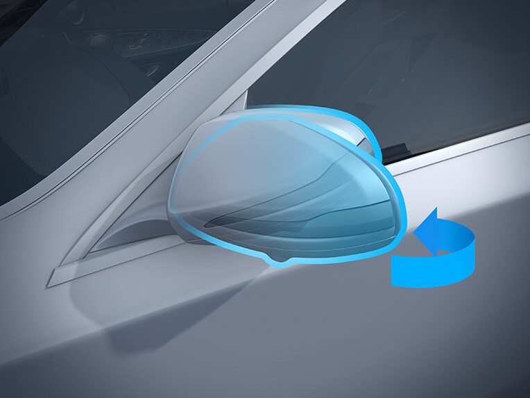 An illustration showing the EQS Mirror Package from Mercedes-Benz.