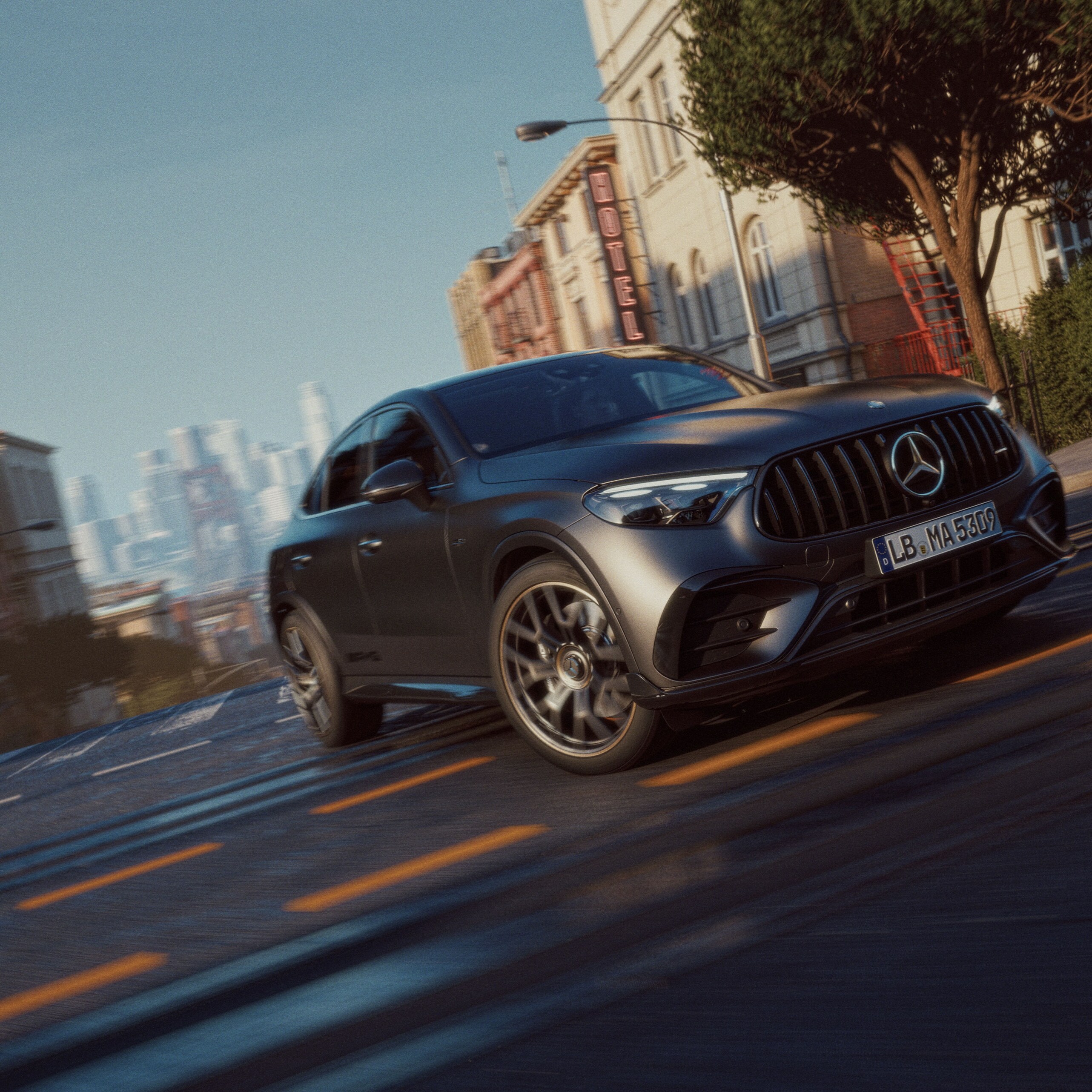 The exterior of new Mercedes-AMG GLC Coupé.