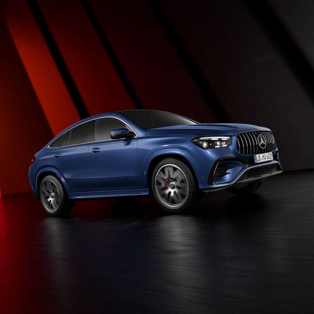 Dynamic view of a Mercedes-AMG GLE Coupé.