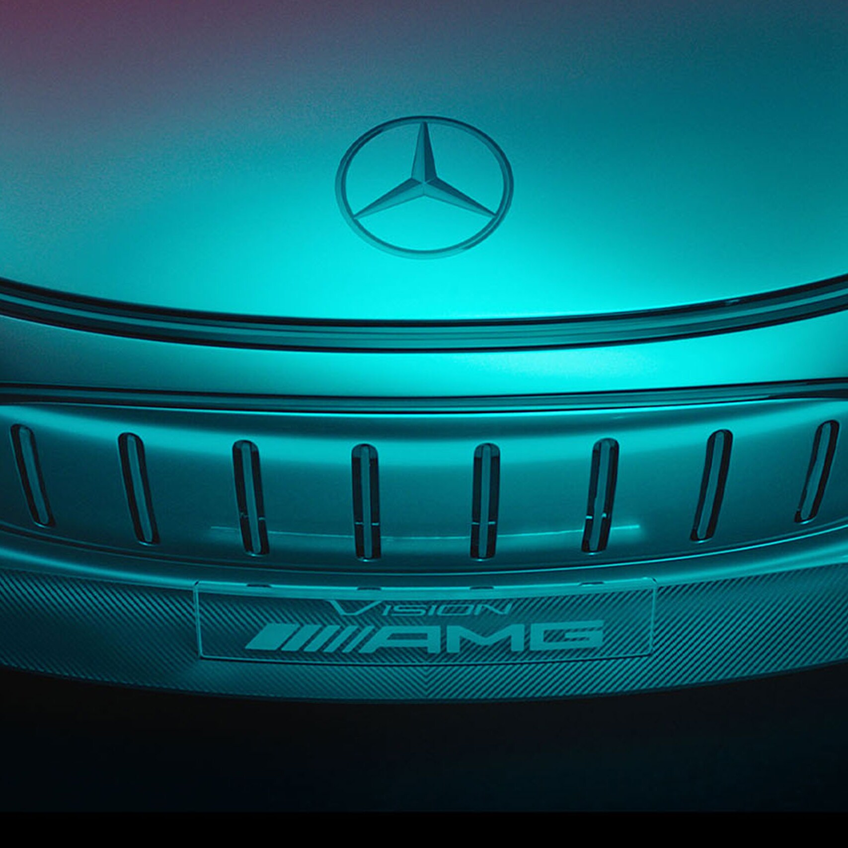 A detailed view of the front of a Vision AMG vehicle.