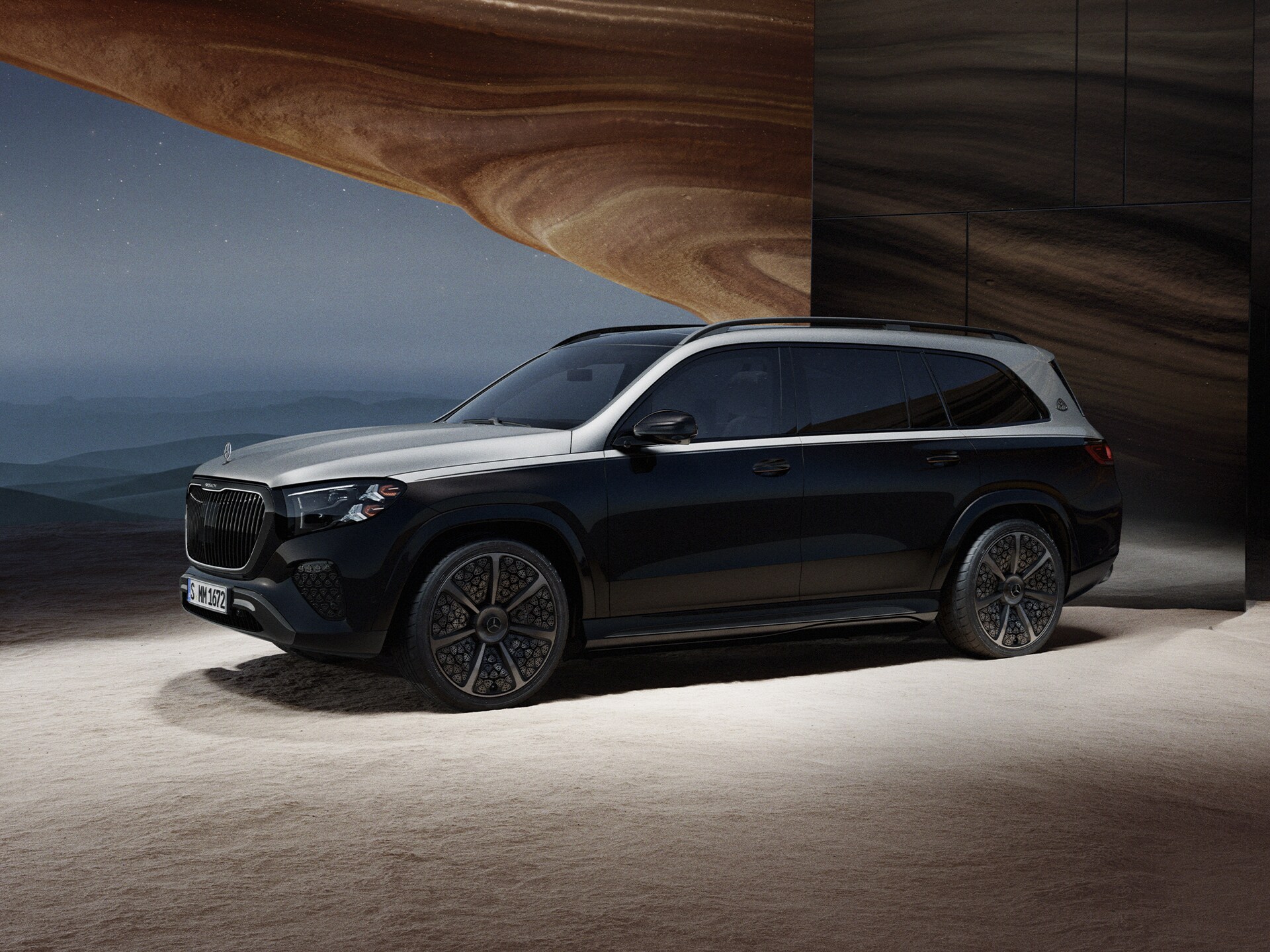 Mercedes-Maybach GLS Night Series的車頭視圖。