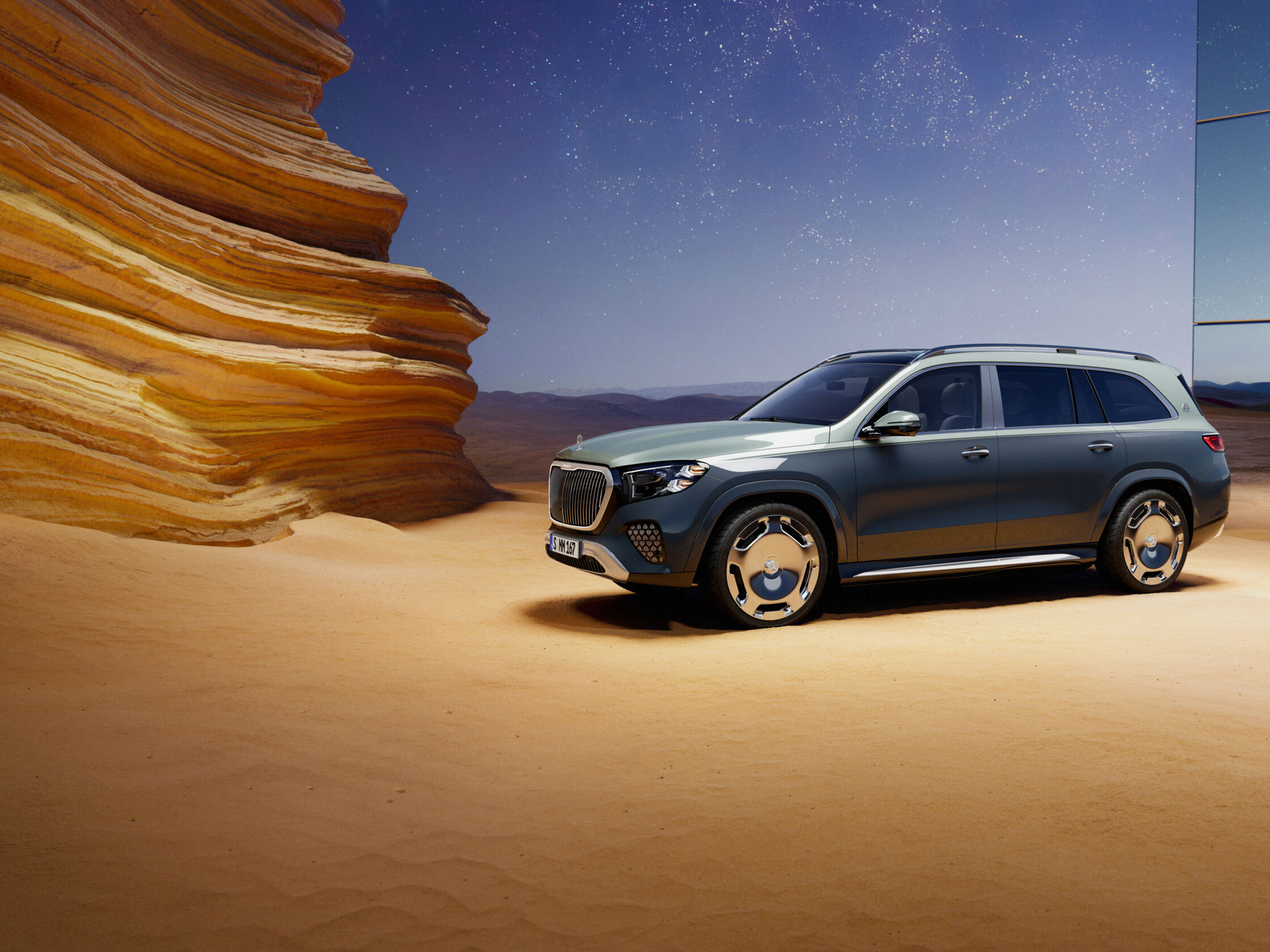 GLS | 品牌 | Mercedes-Maybach Mercedes-Maybach GLS 運動休旅車的車頭視圖。