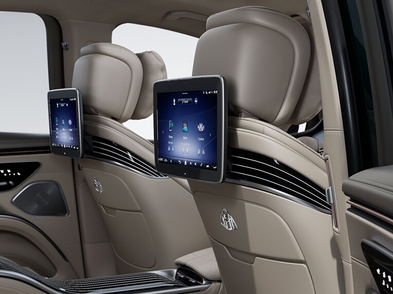 Mercedes-Maybach EQS SUV豪華轎車車內的MANUFAKTUR專屬真皮套裝。