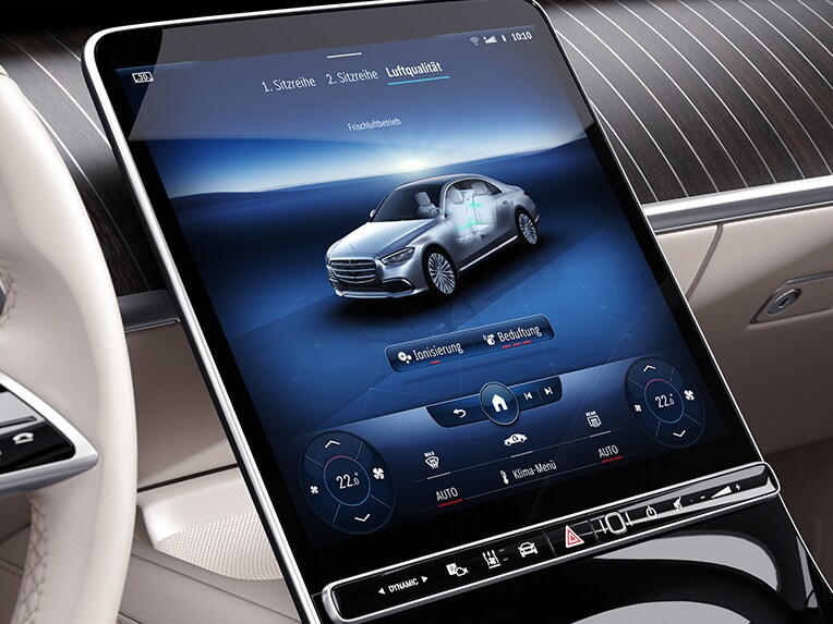 Mercedes-Benz S系列房車的 OLED 中央顯示器上的 AIR BALANCE套裝。