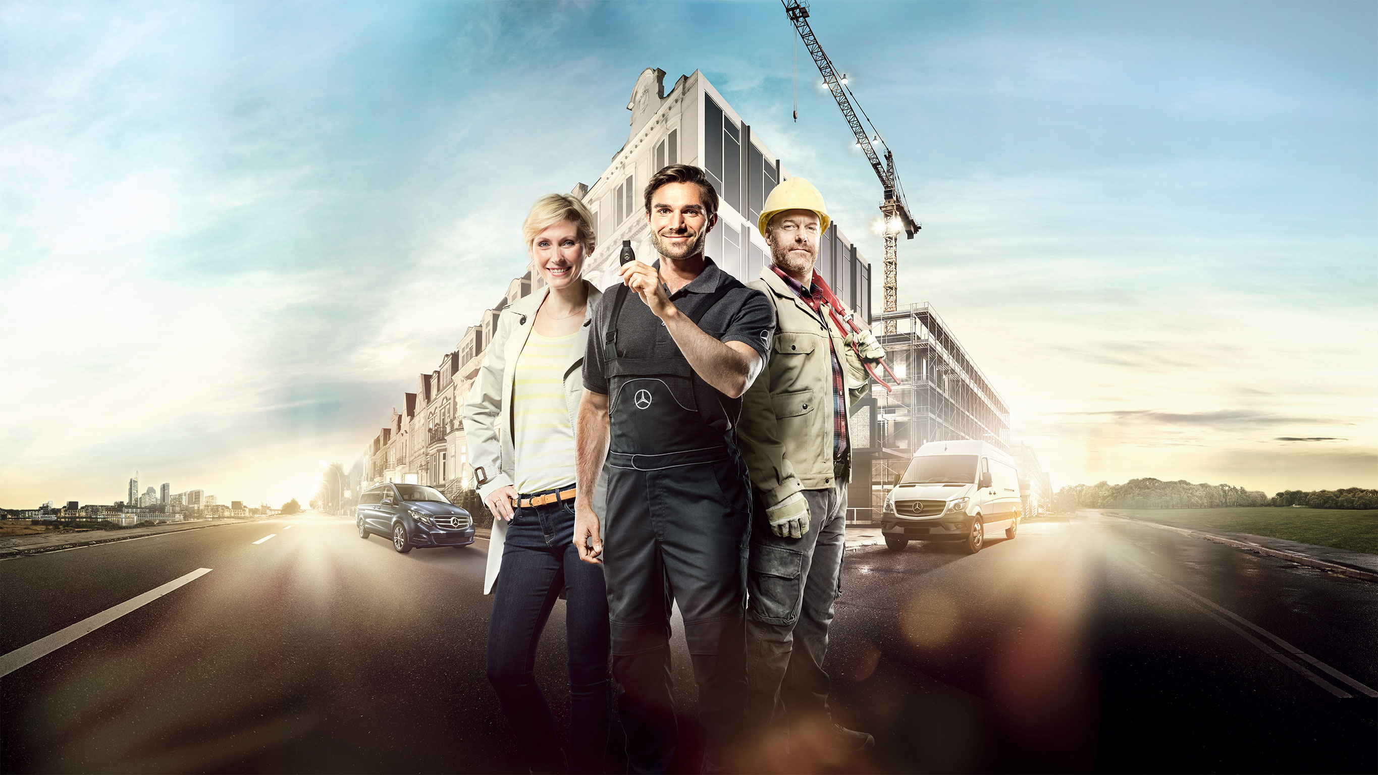 A woman is sitting in a vehicle provided by Mobilo. Mobilo | Mercedes-Benz