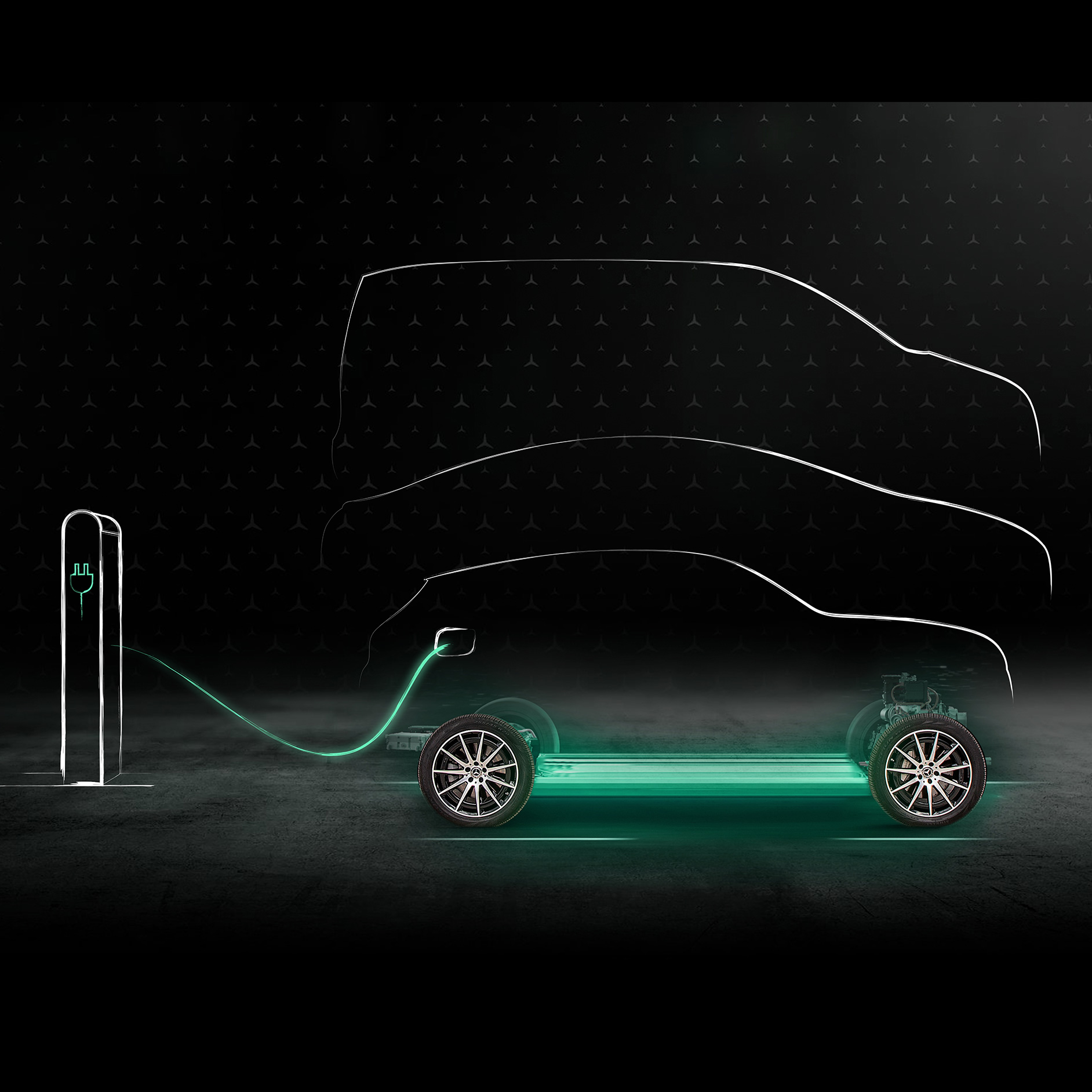 Green Charging | 電動出行 | Mercedes-Benz 綠能充電功能的動畫。