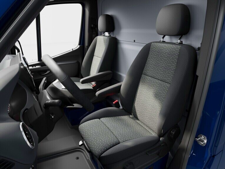 The comfort driver's and co-driver's seat in a Mercedes-Benz eSprinter Panel Van.