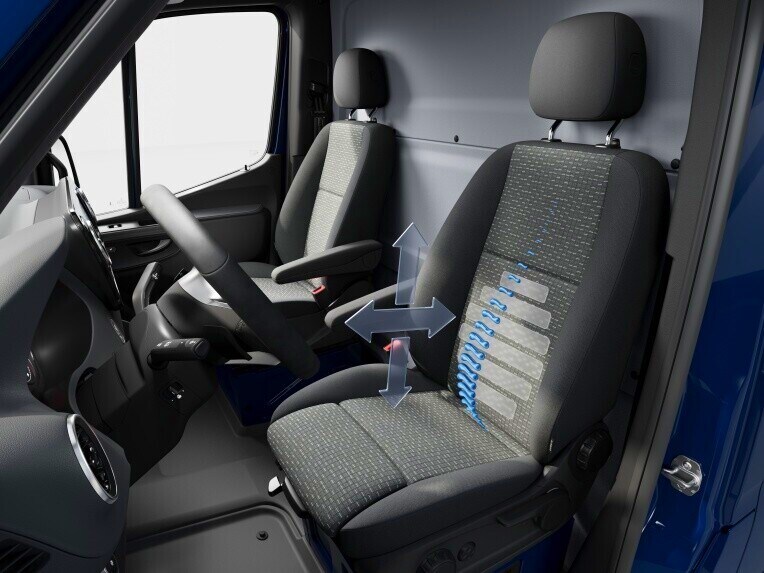 The lumbar support for the driver's and co-driver's seat in the Mercedes-Benz eSprinter Panel Van.