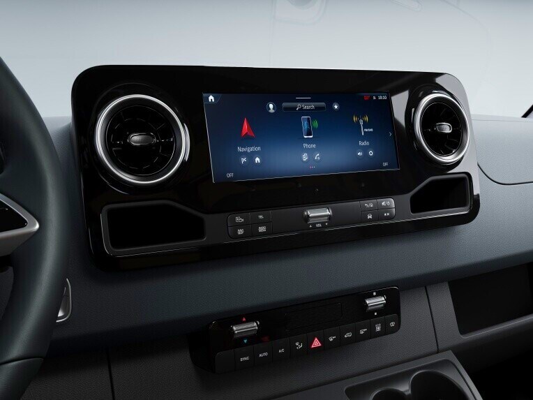 The MBUX multimedia system in the Mercedes-Benz eSprinter Panel Van.