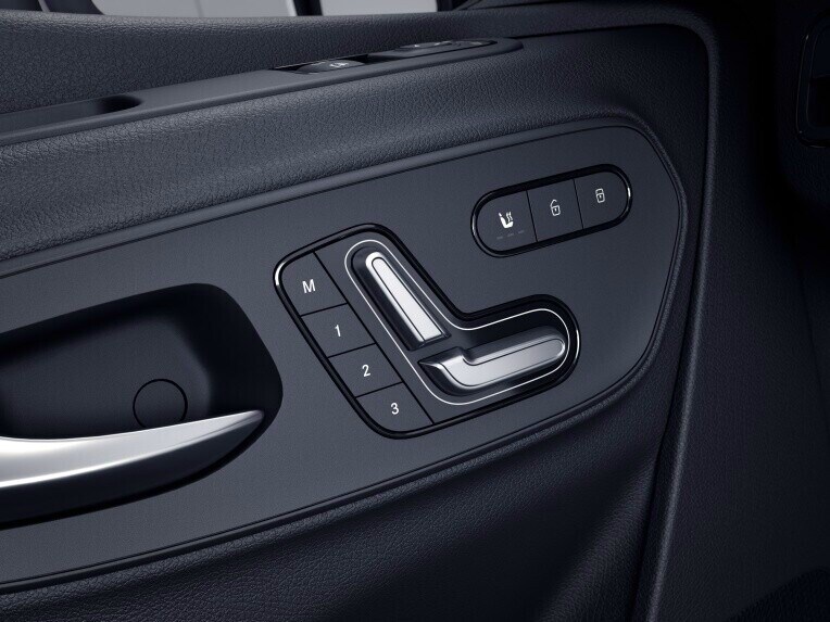 The electrically adjustable seat can be adjusted to individual comfort needs at the touch of a button.