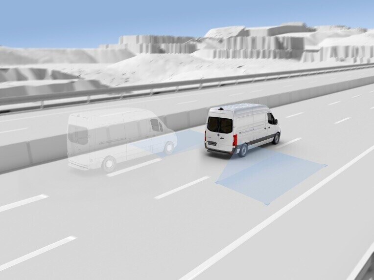 Pre-installation for subsequent installation and connection of the Blind Spot Assist function enables integration by the bodybuilder.