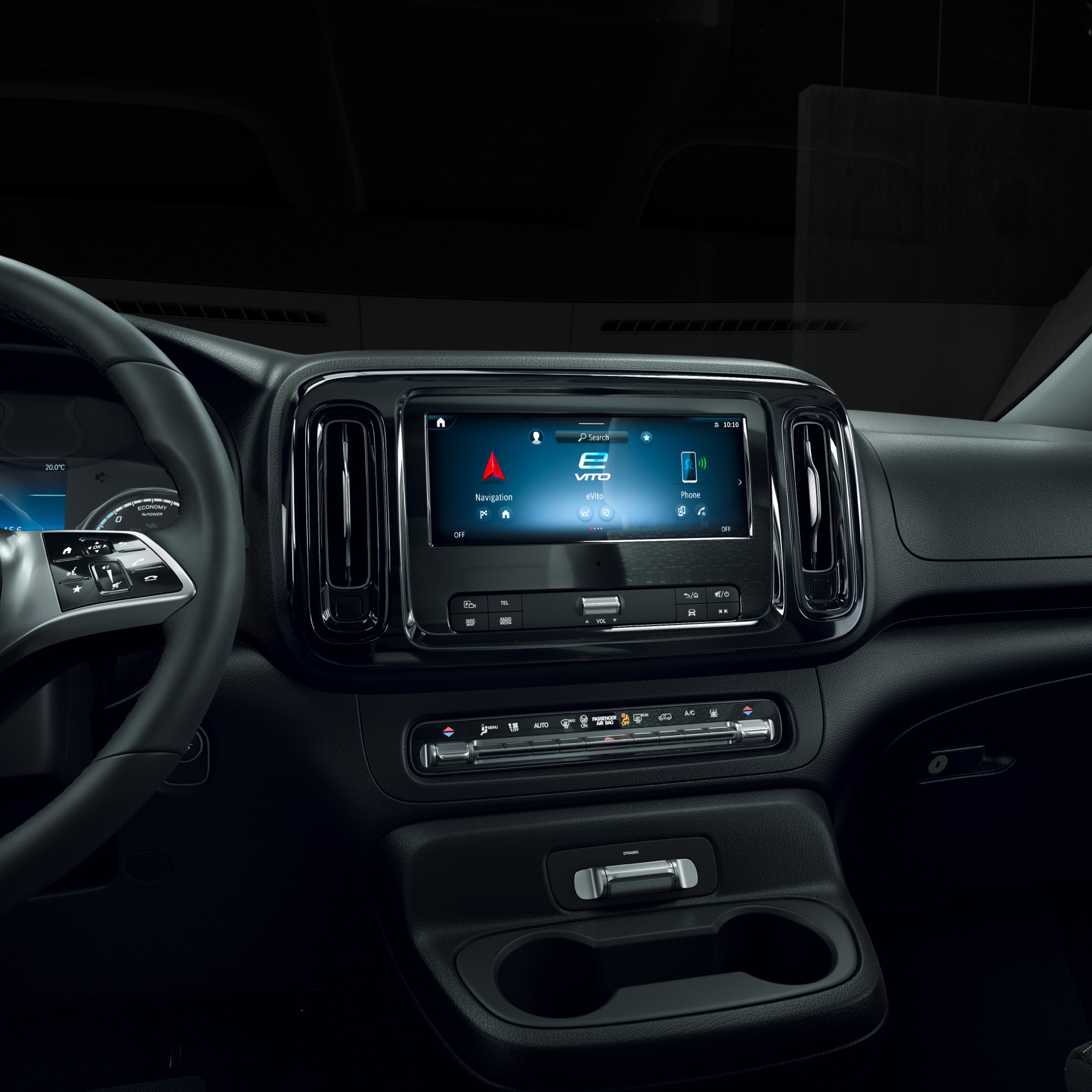 智能連接 | Mercedes-Benz 小型商用車 Mercedes-Benz eVito 的 MBUX 多媒體系統。