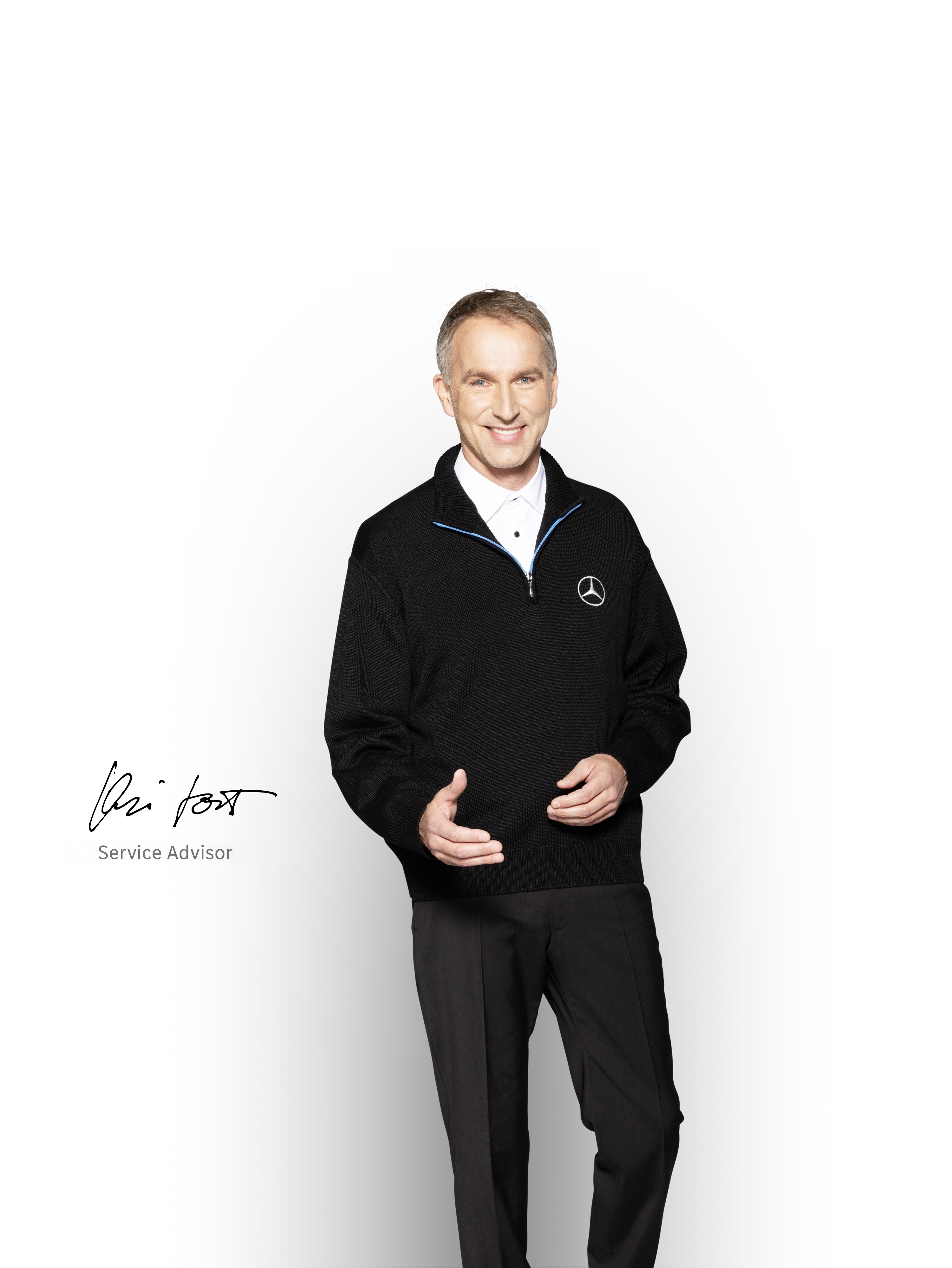 Mercedes-Benz Service Advisor ready to help out with any questions about the Mercedes-Benz service partner